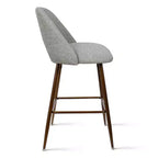 Lot de 3 tabourets de bar de hauteur comptoir du milieu du siècle, chaises d'îlot de cuisine rembourrées de 26 po avec pieds en métal finition noyer - Panipeachy
