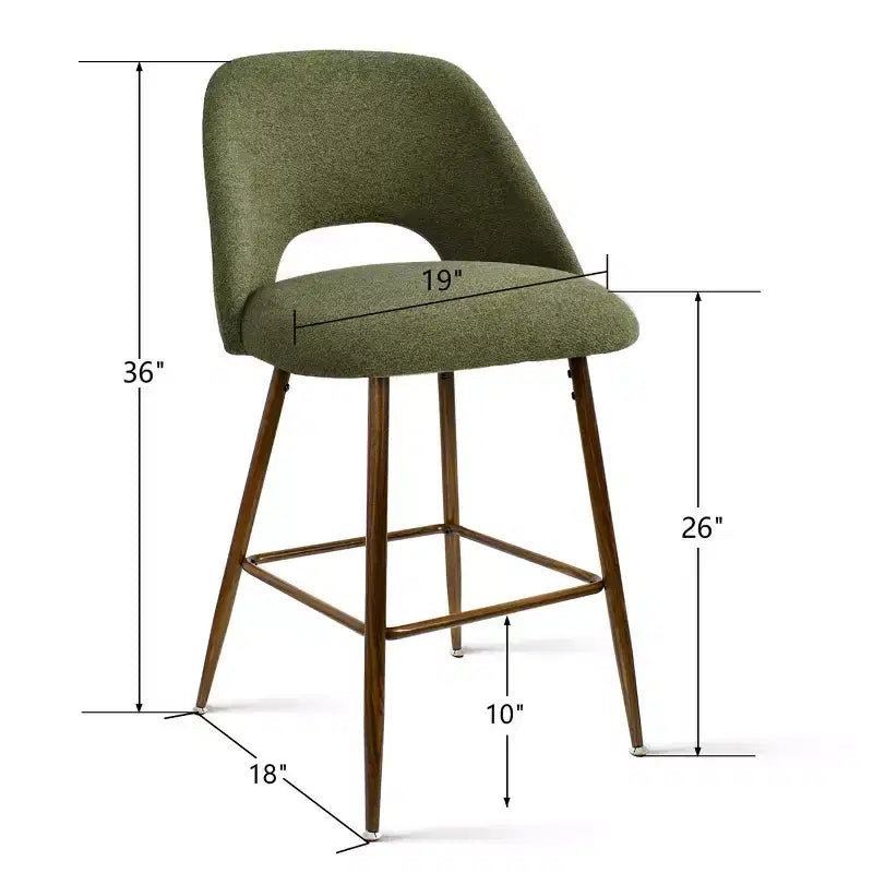 Lot de 3 tabourets de bar de hauteur comptoir du milieu du siècle, chaises d'îlot de cuisine rembourrées de 26 po avec pieds en métal finition noyer - Panipeachy