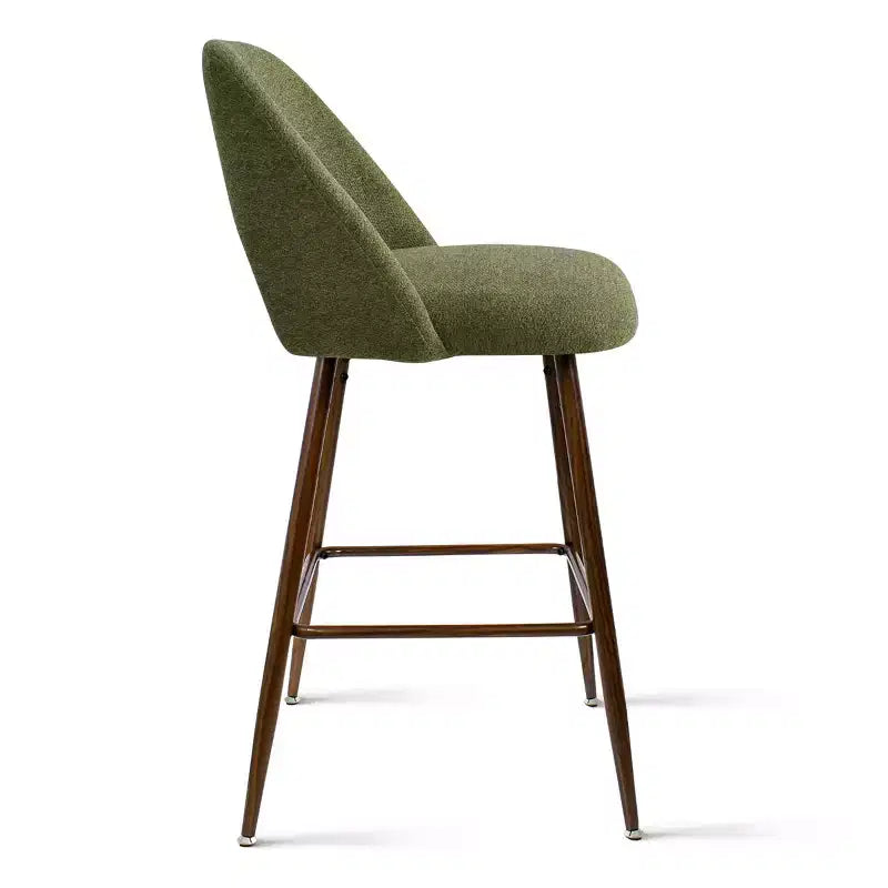 Lot de 3 tabourets de bar de hauteur comptoir du milieu du siècle, chaises d'îlot de cuisine rembourrées de 26 po avec pieds en métal finition noyer - Panipeachy