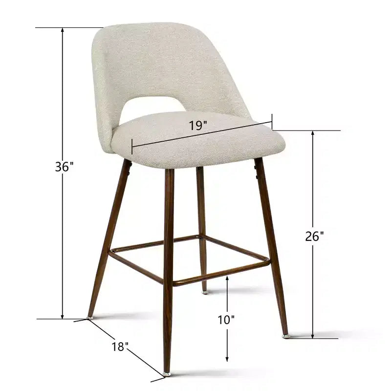 Lot de 3 tabourets de bar de hauteur comptoir du milieu du siècle, chaises d'îlot de cuisine rembourrées de 26 po avec pieds en métal finition noyer - Panipeachy