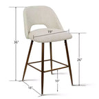 Lot de 3 tabourets de bar de hauteur comptoir du milieu du siècle, chaises d'îlot de cuisine rembourrées de 26 po avec pieds en métal finition noyer - Panipeachy