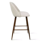 Lot de 3 tabourets de bar de hauteur comptoir du milieu du siècle, chaises d'îlot de cuisine rembourrées de 26 po avec pieds en métal finition noyer - Panipeachy