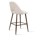 Lot de 3 tabourets de bar de hauteur comptoir du milieu du siècle, chaises d'îlot de cuisine rembourrées de 26 po avec pieds en métal finition noyer - Panipeachy