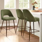 Lot de 3 tabourets de bar de hauteur comptoir du milieu du siècle, chaises d'îlot de cuisine rembourrées de 26 po avec pieds en métal finition noyer - Panipeachy