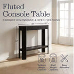 Console en bois massif cannelé 36 po