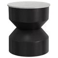 Dolly 16 inch Wide Genuine Marble Top Modern Metal End Table in Black/White, Assembled