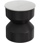 Table d'appoint moderne Dolly avec plateau en véritable marbre de 40,6 cm de large, en métal, noir/blanc, assemblée