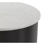 Table d'appoint moderne Dolly avec plateau en véritable marbre de 40,6 cm de large, en métal, noir/blanc, assemblée