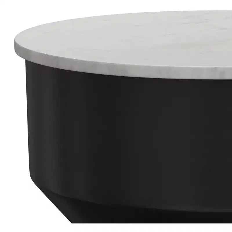 Table d'appoint moderne Dolly avec plateau en véritable marbre de 40,6 cm de large, en métal, noir/blanc, assemblée
