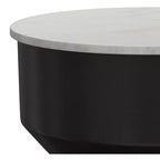 Table d'appoint moderne Dolly avec plateau en véritable marbre de 40,6 cm de large, en métal, noir/blanc, assemblée