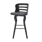 Chaise de bar HomeRoots 29 en similicuir gris et noir et fer pivotante à dossier bas et hauteur de bar