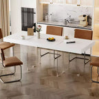 Hitow White Rectangular Dining Table & Conference Table with Tempered Glass Legs