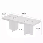 Table de salle à manger et de conférence rectangulaire blanche Hitow avec pieds en verre trempé