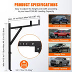 Support d'échelle réglable robuste pour camionnettes | Construction en acier | Extensible de 19 à 34 po, hauteur de 44,5 à 49,5 po | Charge de 250 lb | Idéal pour les kayaks