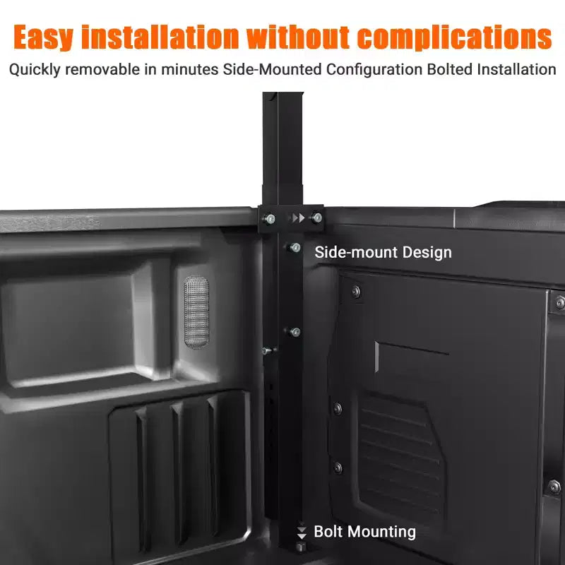 Support d'échelle réglable robuste pour camionnettes | Construction en acier | Extensible de 19 à 34 po, hauteur de 44,5 à 49,5 po | Charge de 250 lb | Idéal pour les kayaks