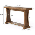 Console Lantine de 63 pouces pour entrée, Table d'entrée à 2 niveaux derrière un canapé avec étagères de rangement pour salon, couloir, Table en bois étroite