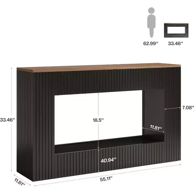 Table de console d'entrée Lantine 55, table console moderne avec 2 niveaux de rangement, meuble de canapé étroit pour salon, entrée, couloir, noir