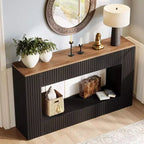 Table de console d'entrée Lantine 55, table console moderne avec 2 niveaux de rangement, meuble de canapé étroit pour salon, entrée, couloir, noir