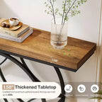 Console Lantine de 47 pouces, table de canapé industrielle à 2 niveaux avec cadre métallique géométrique pour salon, derrière le canapé, petits espaces, marron rustique