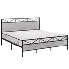Cadre de lit Coolmee King Size avec tête de lit, cadre de lit plateforme industriel King Size avec 14 lattes métalliques solides, rangement sous le lit, silencieux