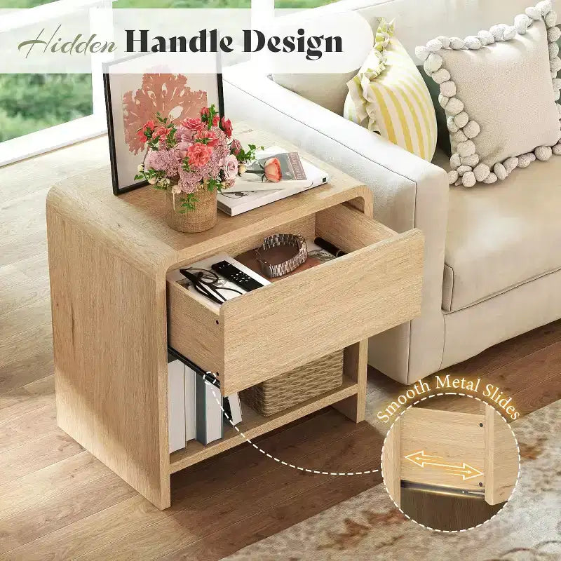AMERLIFE Lot de 2 tables de chevet modernes avec tiroir et étagère ouverte, en bois composite