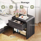 AMERLIFE Lot de 2 tables de chevet modernes avec tiroir et étagère ouverte, en bois composite