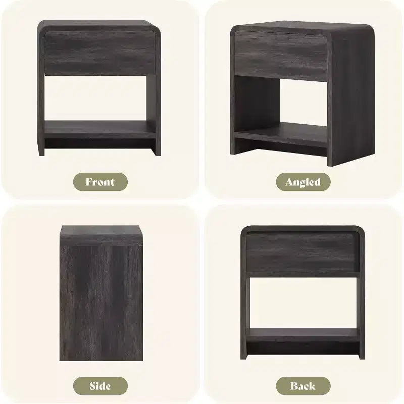 AMERLIFE Lot de 2 tables de chevet modernes avec tiroir et étagère ouverte, en bois composite