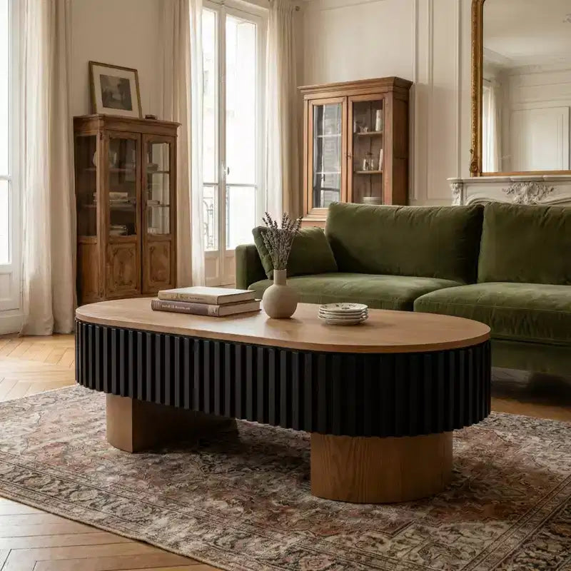 GDFStudio Elvire French Country Rubberwood Coffee Table with Hidden Storage and Removable Tabletop