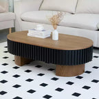 Table basse GDFStudio Elvire en bois d'hévéa de style campagnard français avec rangement dissimulé et plateau amovible