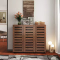 JVNOXK 5-tier adjustable shelf shoe rack with louvered doors, wooden shoe storage cabinet suitable for entryways, walk-in closets, and living rooms