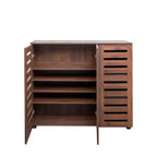 JVNOXK Étagère à chaussures réglable à 5 niveaux avec portes à persiennes, meuble de rangement à chaussures en bois adapté aux entrées, dressings et salons