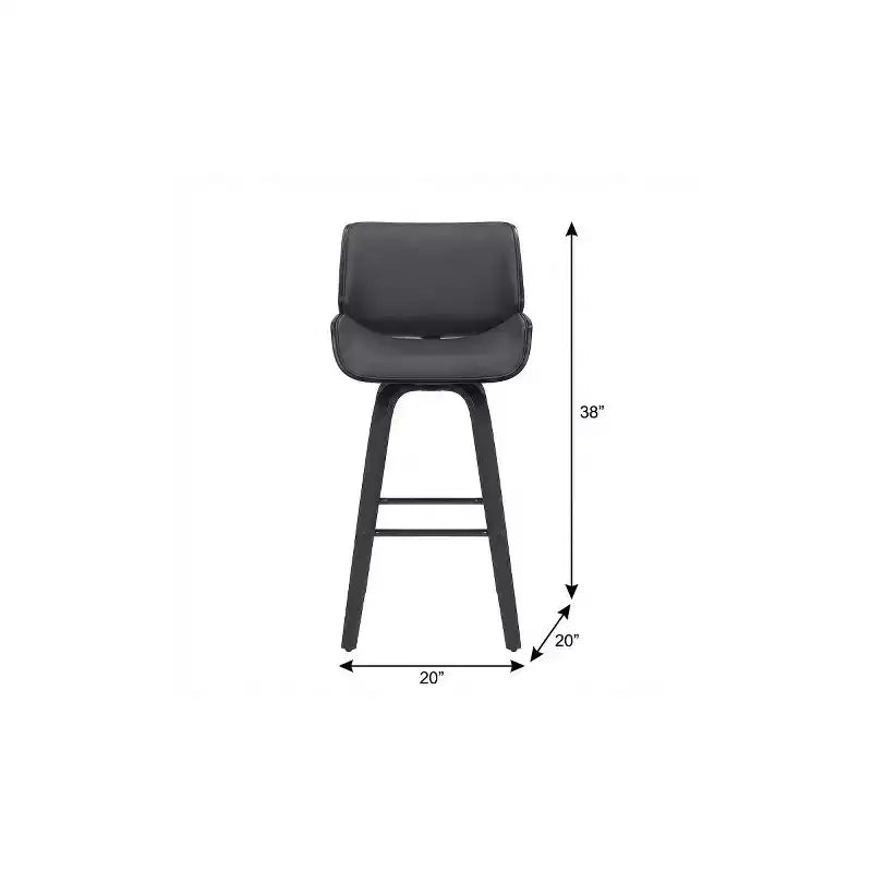 HomeRoots 26 Tabouret de bar pivotant hauteur comptoir en similicuir et fer gris et noir
