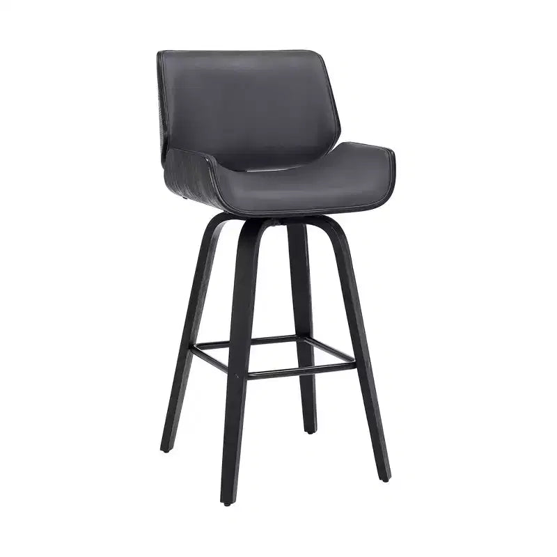 HomeRoots 26 Tabouret de bar pivotant hauteur comptoir en similicuir et fer gris et noir