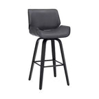 HomeRoots 26 Tabouret de bar pivotant hauteur comptoir en similicuir et fer gris et noir