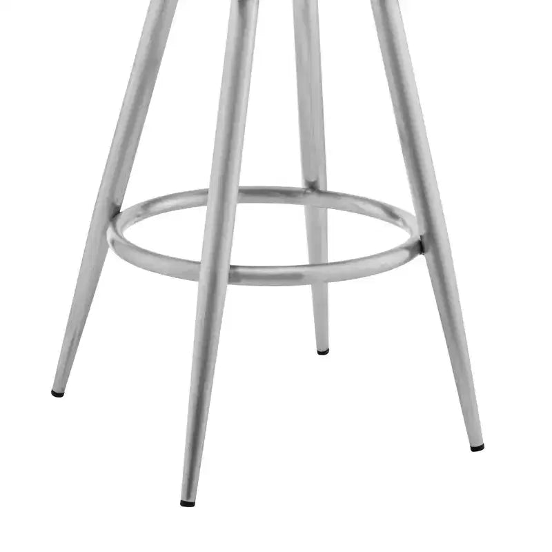 Chaise de bar pivotante HomeRoots 29 en similicuir gris et argent et fer, hauteur bar