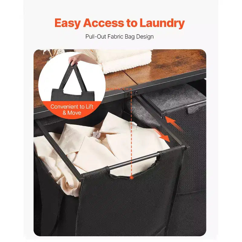 Trieur à linge à 3 niveaux VEVOR avec étagère, panier à linge haut avec étagères et tiroirs, étagère de rangement autoportante à 2 sections, noir
