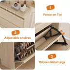 COZONY Armoire à chaussures haute de 46 po avec 3 tiroirs basculants Meuble de rangement à chaussures en bois avec étagère réglable pour entrée, couloir, salon