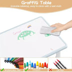 Ensemble table réglable en hauteur et 2 chaises pour tout-petits avec plateau à graffitis, ensemble table et chaises pour enfants, pieds antidérapants, table d'activités pour enfants pour la maison, la crèche