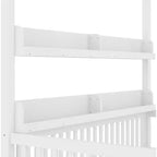 Lit à baldaquin double/grand format avec étagères et barrières de sécurité, lit au sol en bois avec porte pour enfants