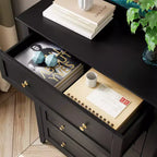 Commode haute en bois à 5 tiroirs, commode de chambre moderne avec tiroirs profonds et poignées métalliques pour chambre à coucher, entrée et couloir