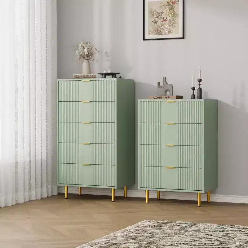 Commode cannelée pour chambre à coucher, commode moderne avec poignée en métal, organisateur de rangement pour vêtements en bois