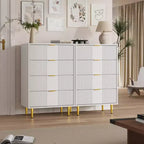 Commode cannelée pour chambre à coucher, commode moderne avec poignée en métal, organisateur de rangement pour vêtements en bois