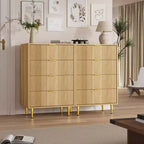 Commode cannelée pour chambre à coucher, commode moderne avec poignée en métal, organisateur de rangement pour vêtements en bois