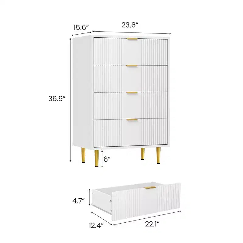 Commode cannelée pour chambre à coucher, commode moderne avec poignée en métal, organisateur de rangement pour vêtements en bois