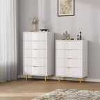 Commode cannelée pour chambre à coucher, commode moderne avec poignée en métal, organisateur de rangement pour vêtements en bois