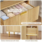 Commode cannelée pour chambre à coucher, commode moderne avec poignée en métal, organisateur de rangement pour vêtements en bois