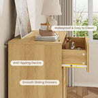 Commode cannelée pour chambre à coucher, commode moderne avec poignée en métal, organisateur de rangement pour vêtements en bois