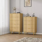 Commode cannelée pour chambre à coucher, commode moderne avec poignée en métal, organisateur de rangement pour vêtements en bois