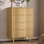 Fluted Dresser for Bedroom Modern Chest of Drawers with Metal Handle, Wooden Closet Clothes Storage Organizer