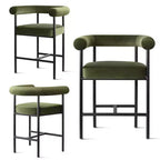 Lot de 3 tabourets de comptoir de luxe en velours avec accoudoirs, chaises de bar modernes de 24 pouces de large pour grand îlot de cuisine - Panipeachy